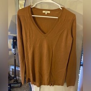 Madewell 100% Merino Wool Brown V-Neck Sweater Sz Medium